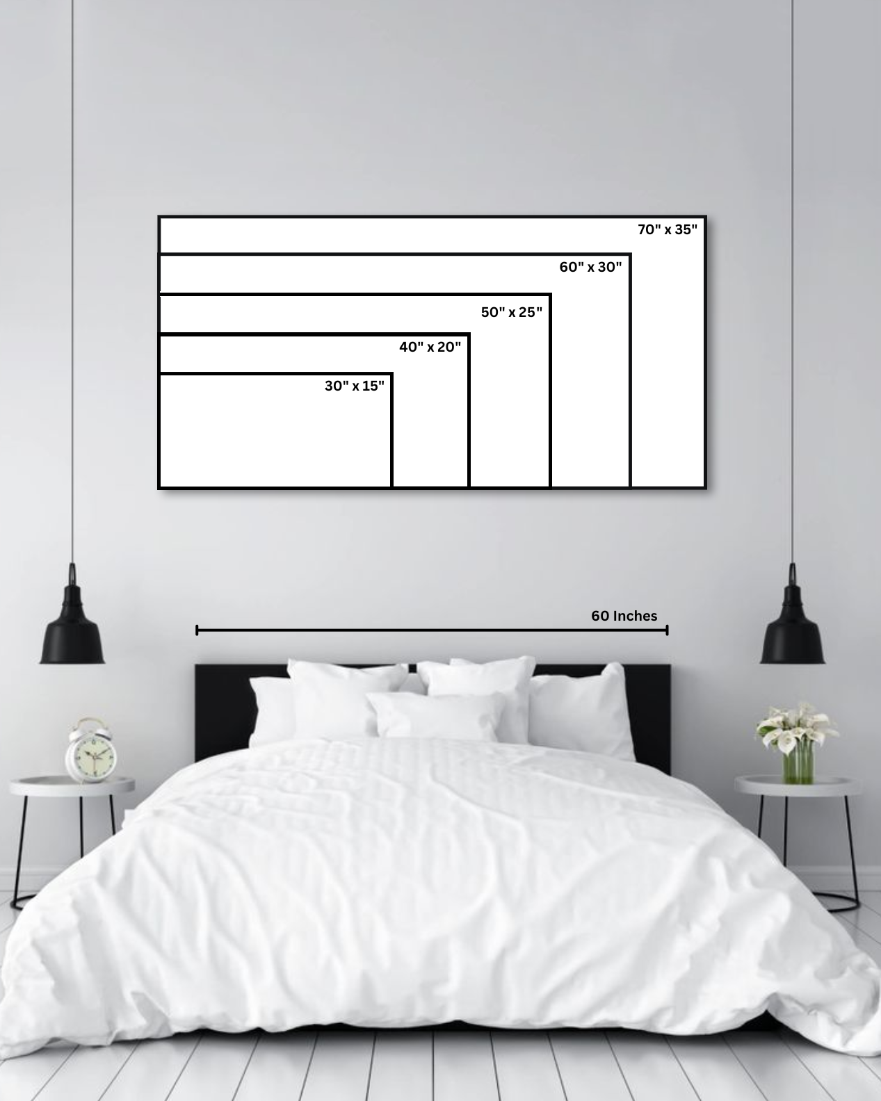 Example of a photo hanging on a wall to help visualize different sizes.