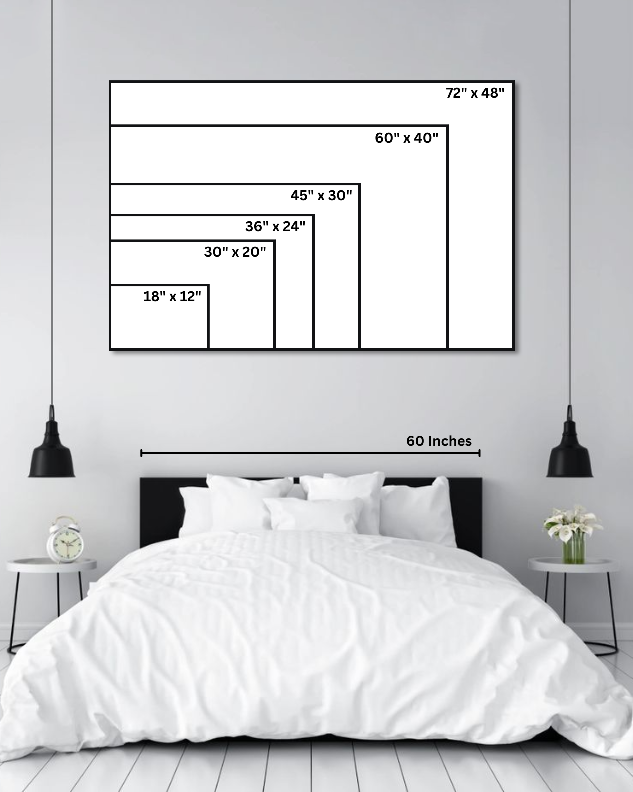 Example of a photo hanging on a wall to help visualize different sizes.