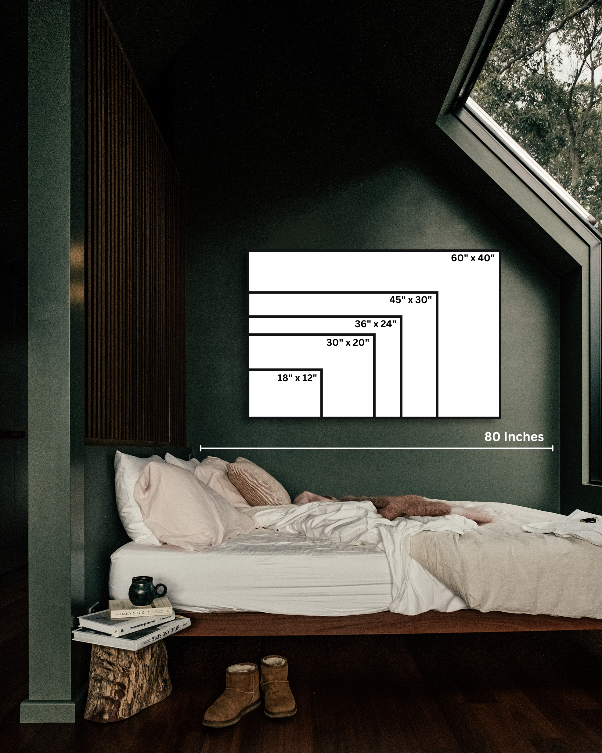 Showcasing measurement options to help visualize what a photo would look like on a wall.