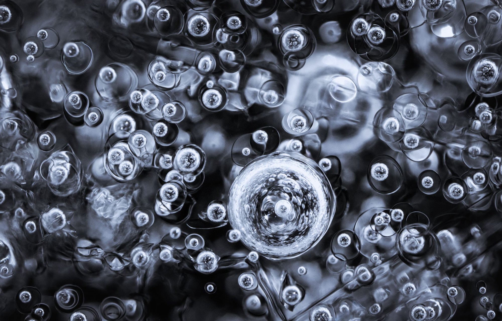 Frozen bubbles shot under a microscopic lens.